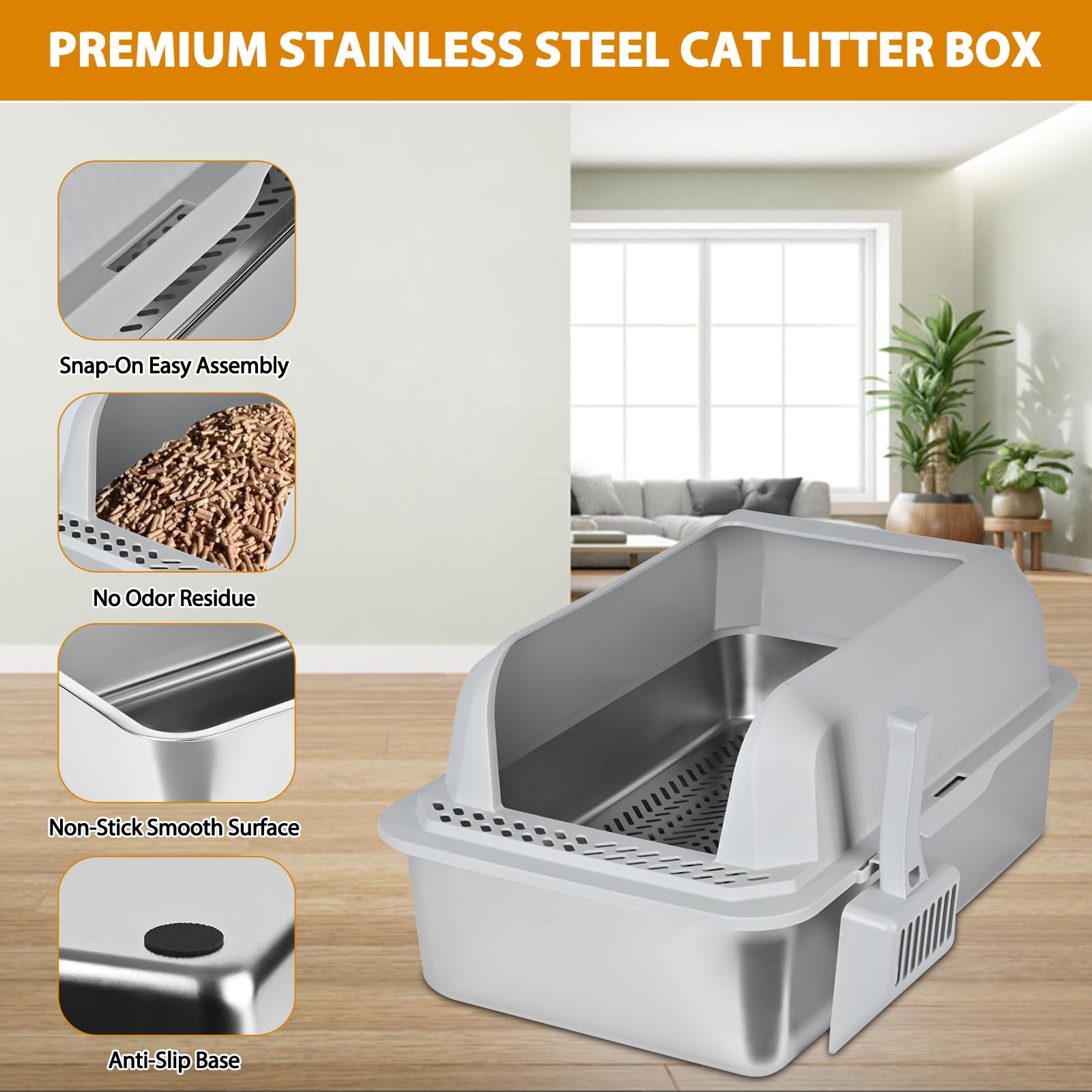 Homegroove ventilated lid helps reduce odors while keeping litter contained.