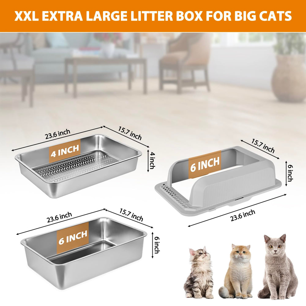 Homegroove XL stainless steel litter box with bottom pan for larger cats