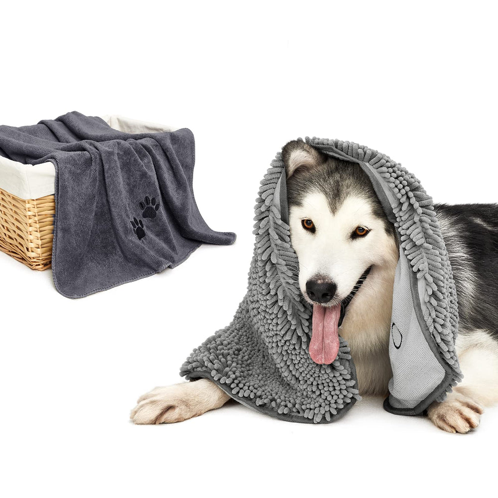 HOMEIDEAS dog towels closeup chenille fibers show plush comfort