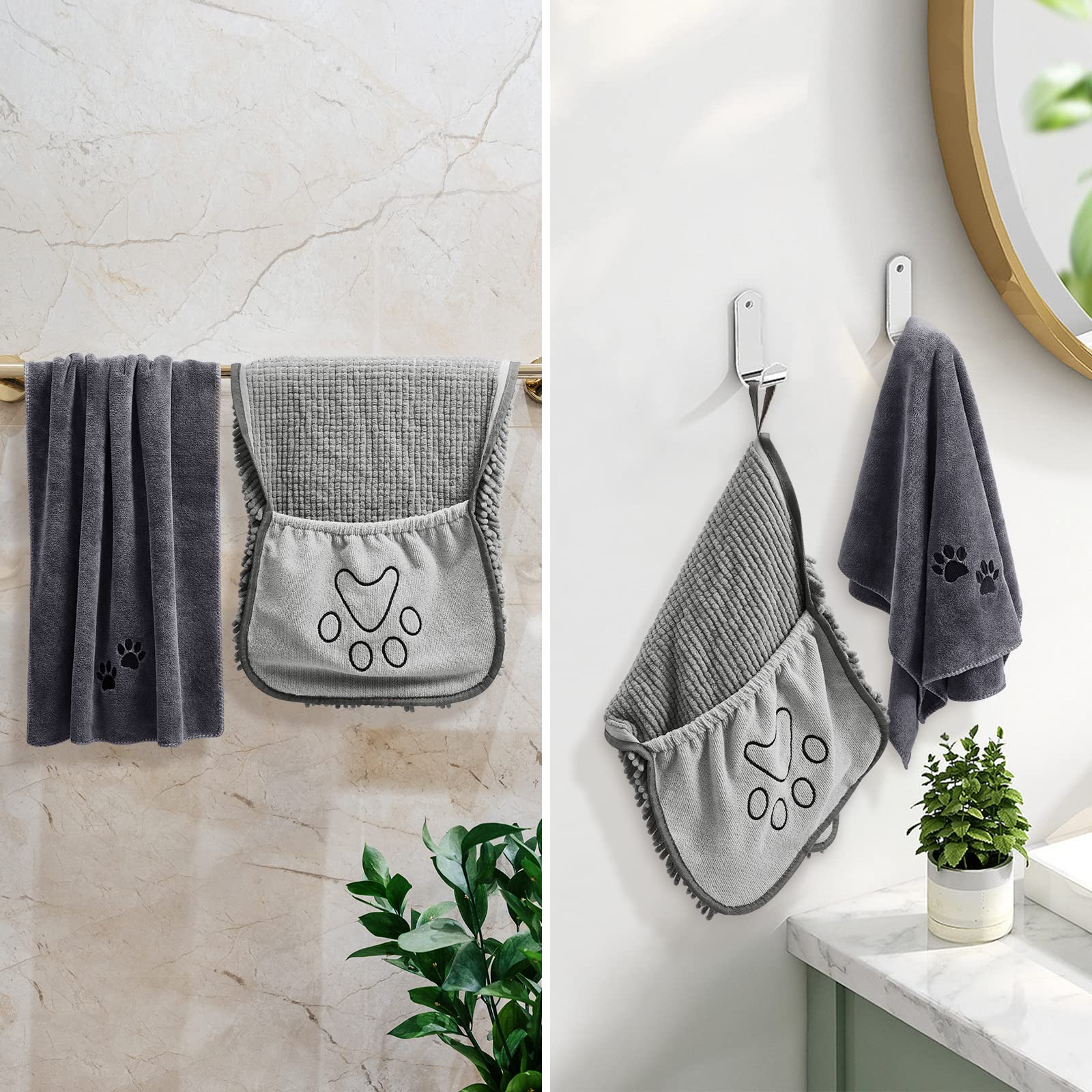 HOMEIDEAS dog towels dual-drying-set speeds drying for all breeds