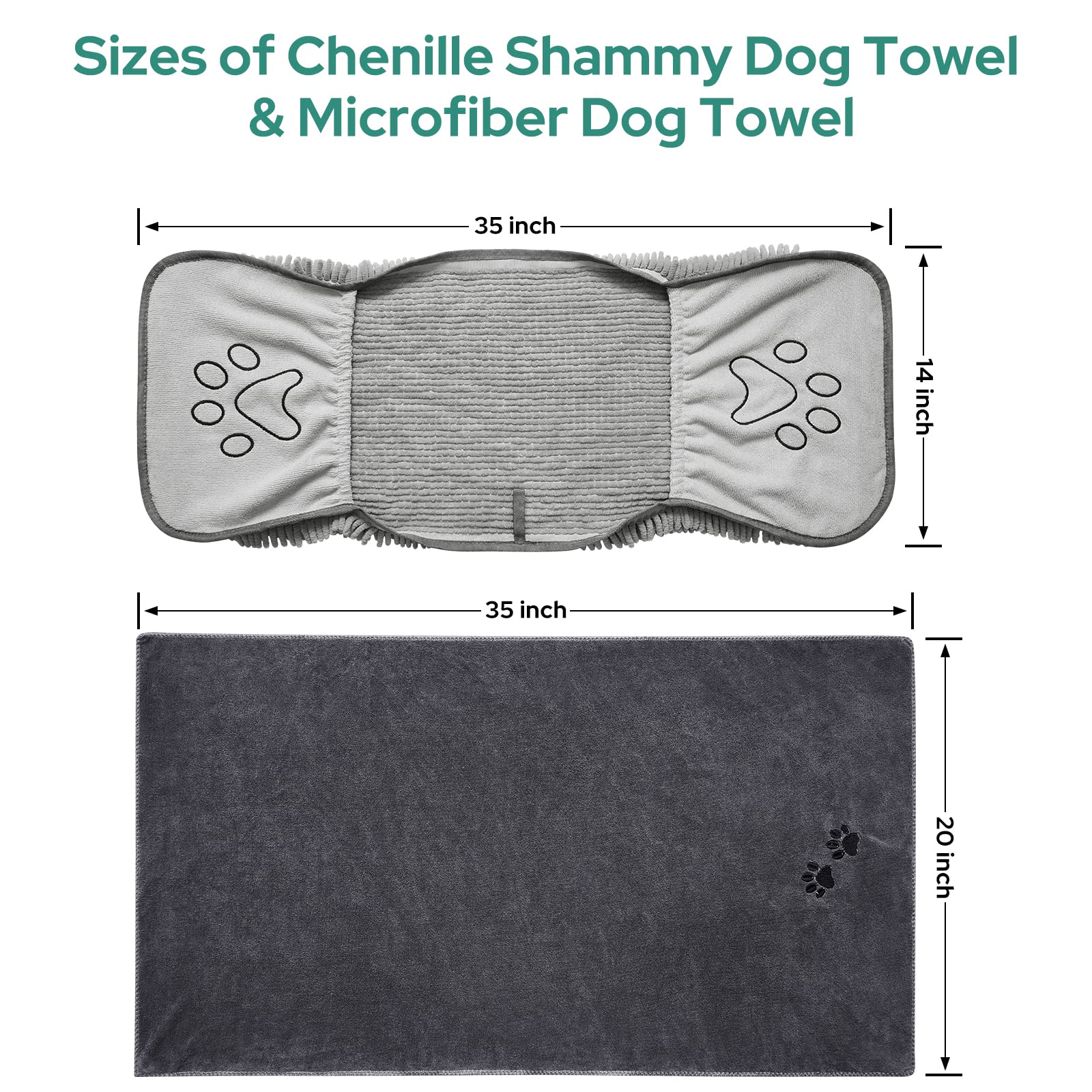 HOMEIDEAS dog towels loop design easy to hang and store