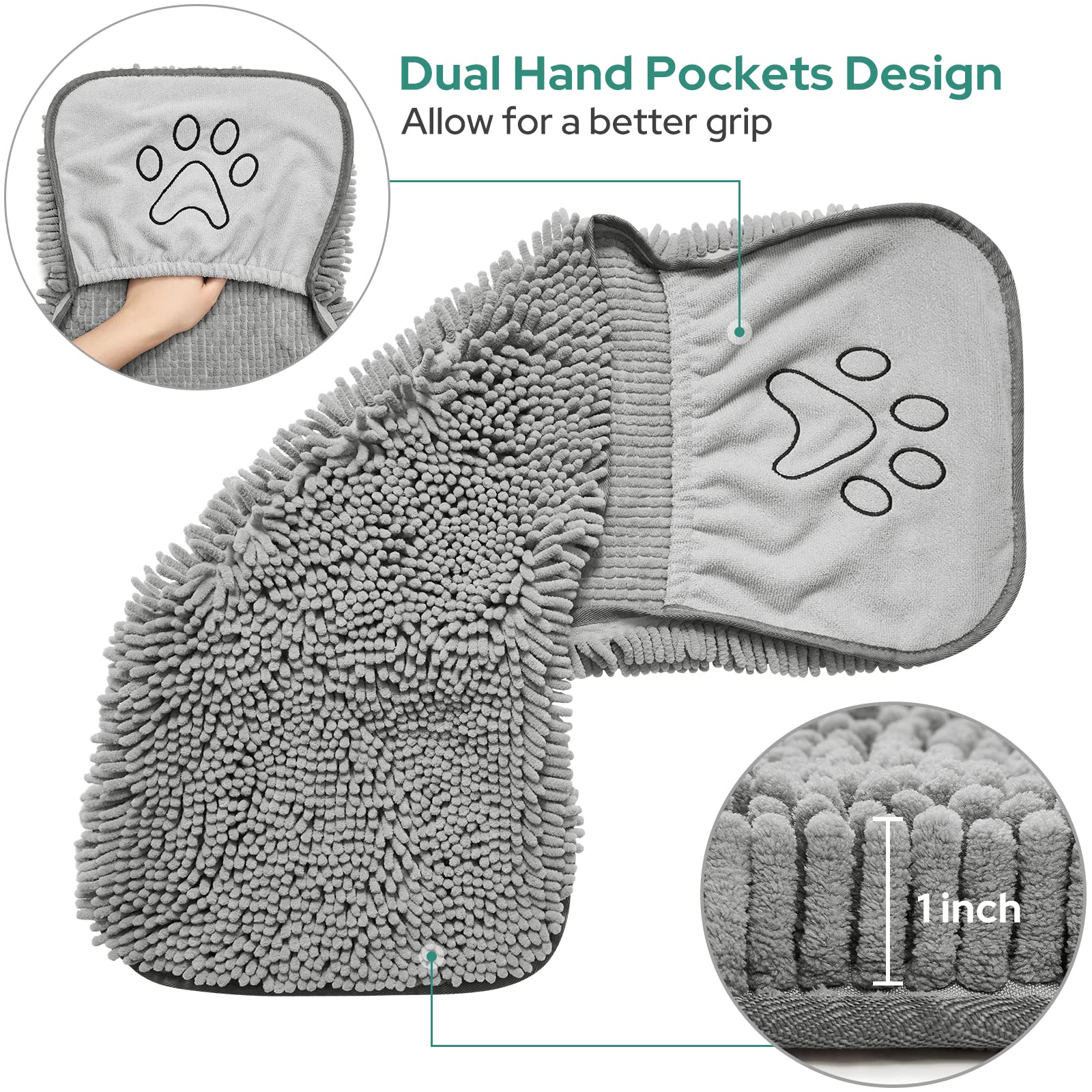 HOMEIDEAS dog towels microfiber for thorough drying after bath and play
