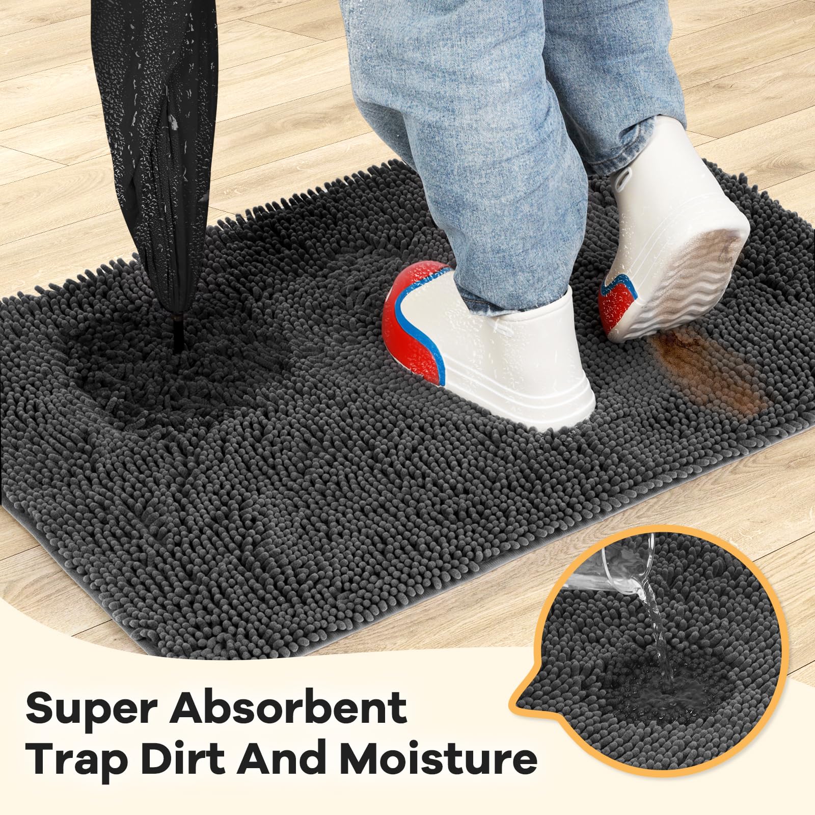 HOMEK chenille indoor entryway mat offers soft plush comfort for paws