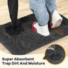 HOMEK chenille indoor entryway mat offers soft plush comfort for paws
