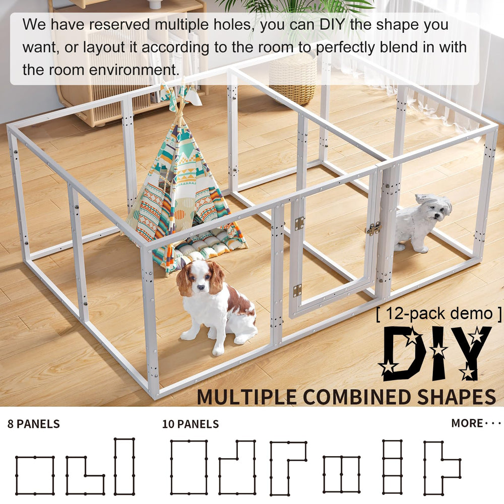Homelio clear pet playpen side panel—compact silhouette blends with home interiors.