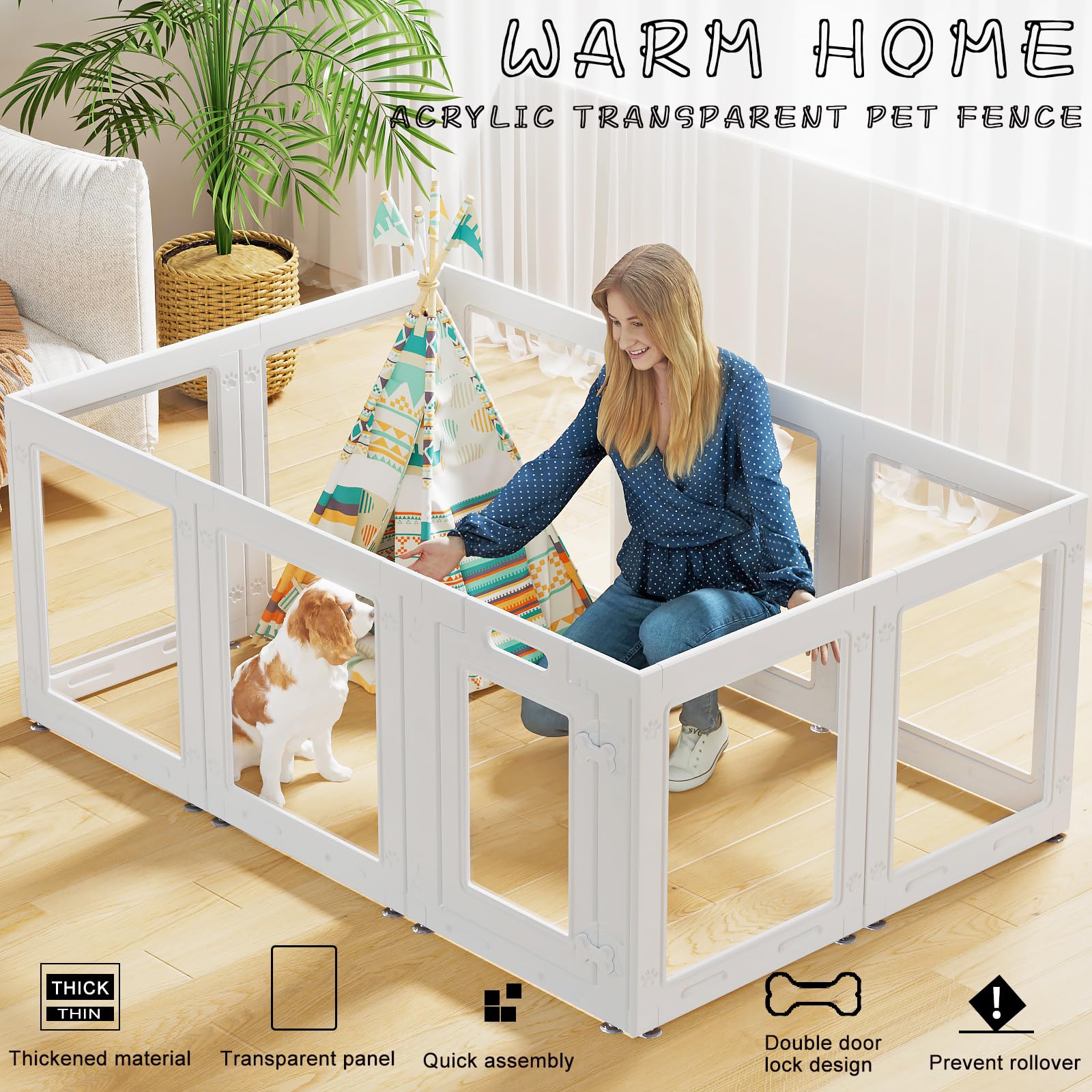 Homelio puppy playpen assembly shows quick, tool-free setup for easy room arrangement.