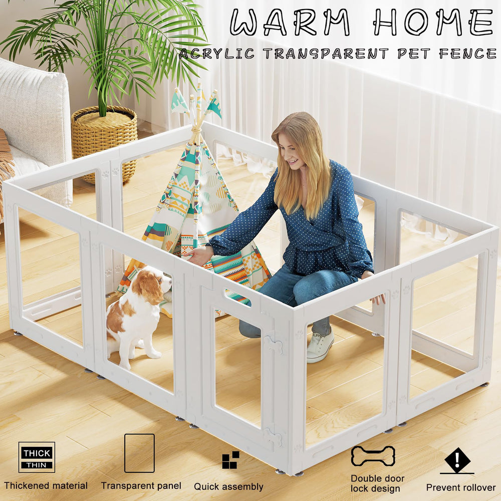 Homelio puppy playpen assembly shows quick, tool-free setup for easy room arrangement.