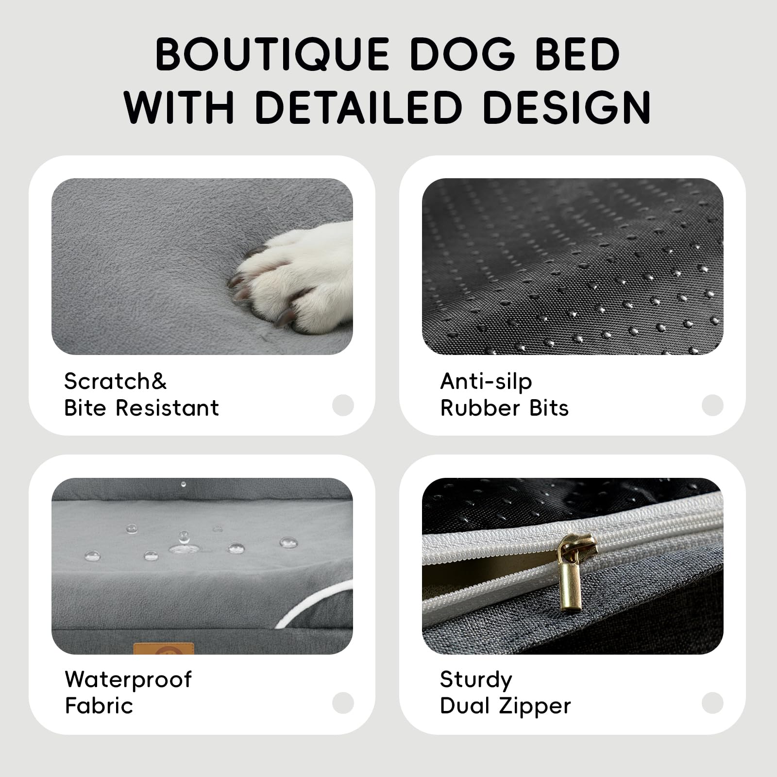 Homemate dog bed waterproof layer helps protect interior foam.