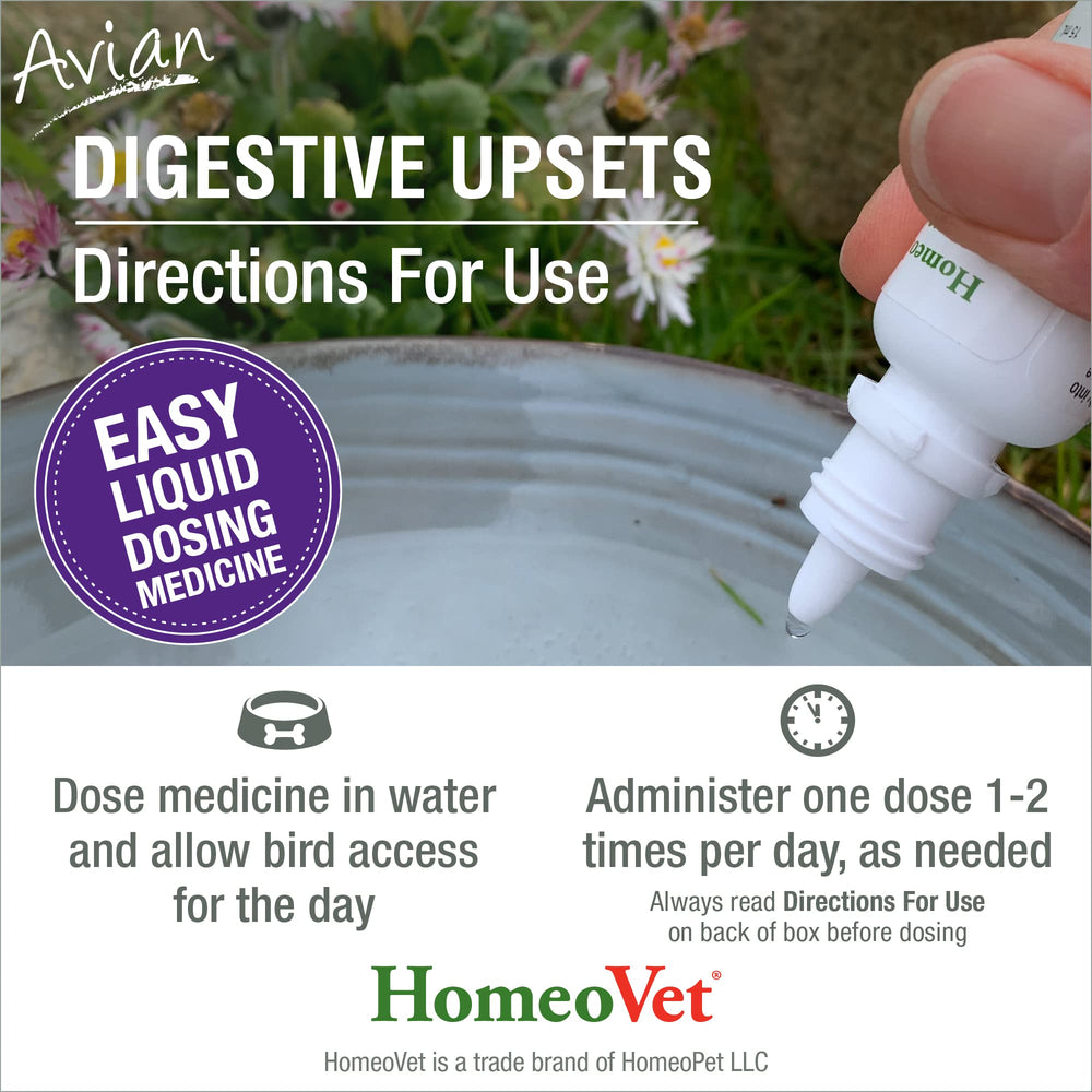 HomeoPet packaging indicates safe for all bird ages and poultry types.