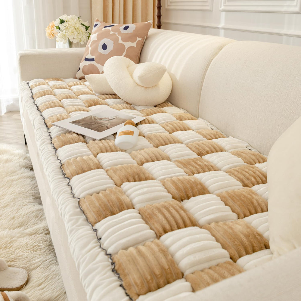 HOMEREFROM Cream plaid texture adds chic style and easy care.
