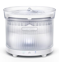 HomeRunPet cordless cat water fountain front view highlights sleek white design for easy, hygienic hydration.