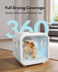 HomeRunPet Dryer quiet operation keeps the pet relaxed during drying
