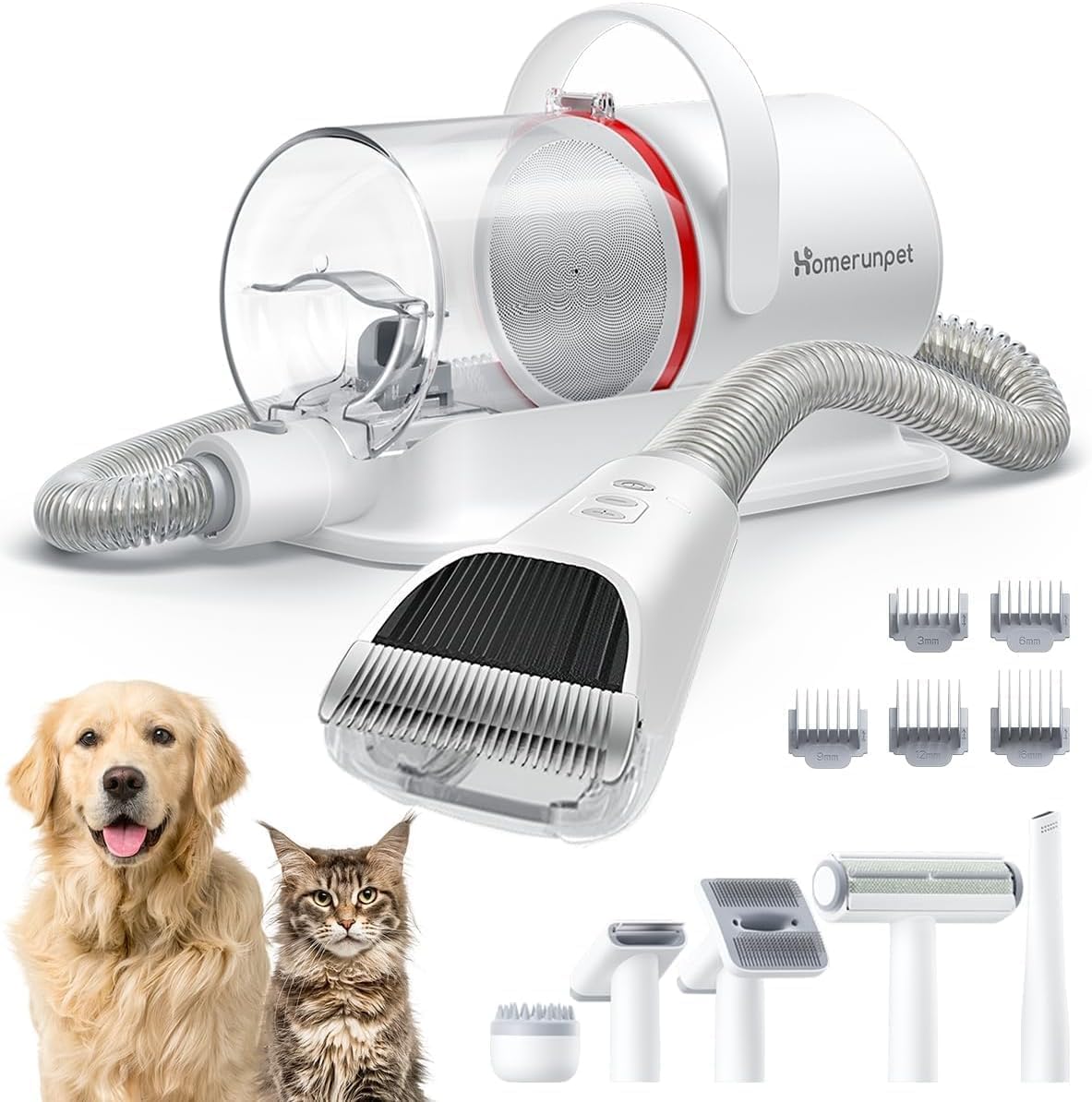 HomeRunPet ultra quiet vacuum in use on dog bed for fur pickup