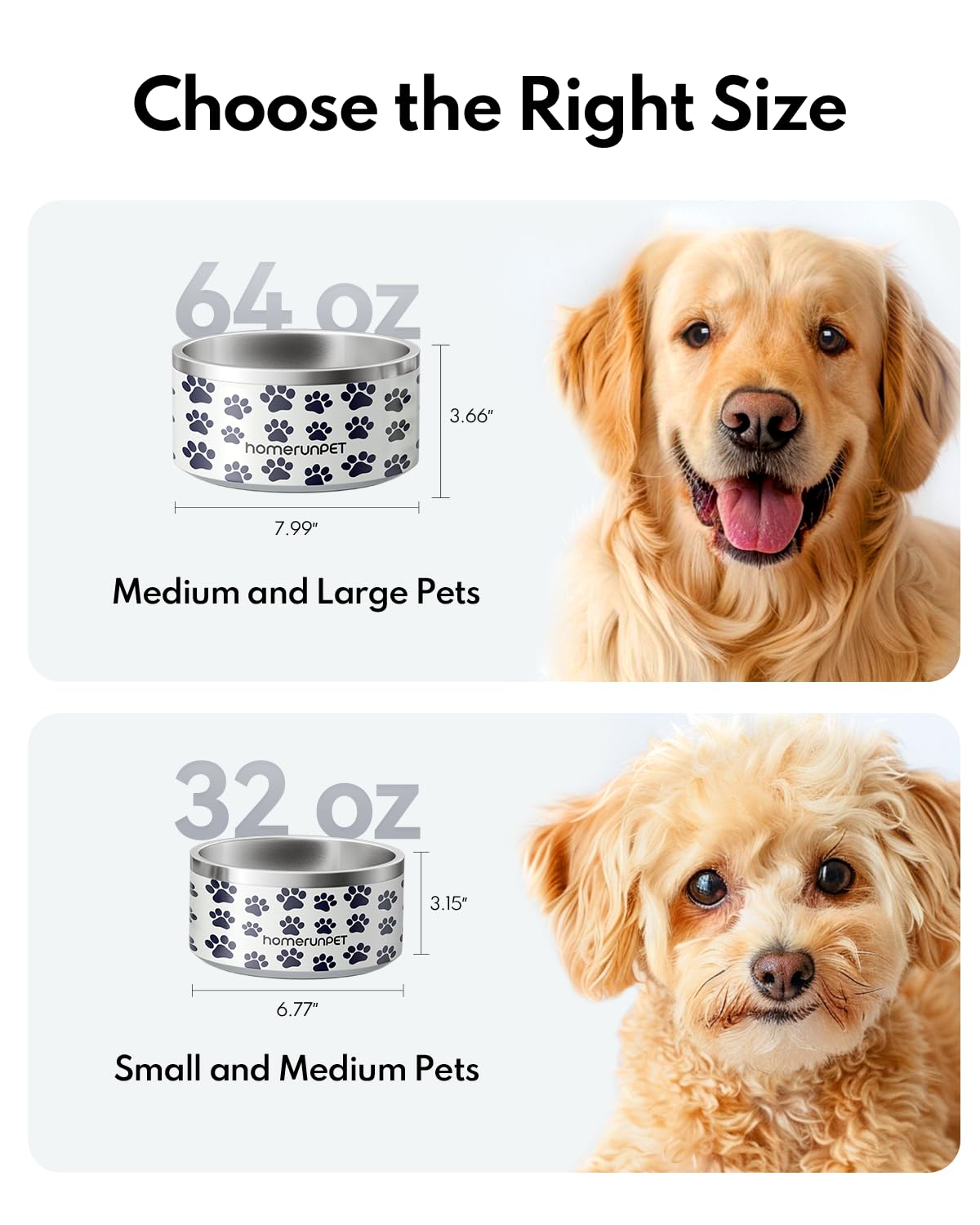 HomeRunPet wide-mouth dog bowl simplifies filling and cleaning.