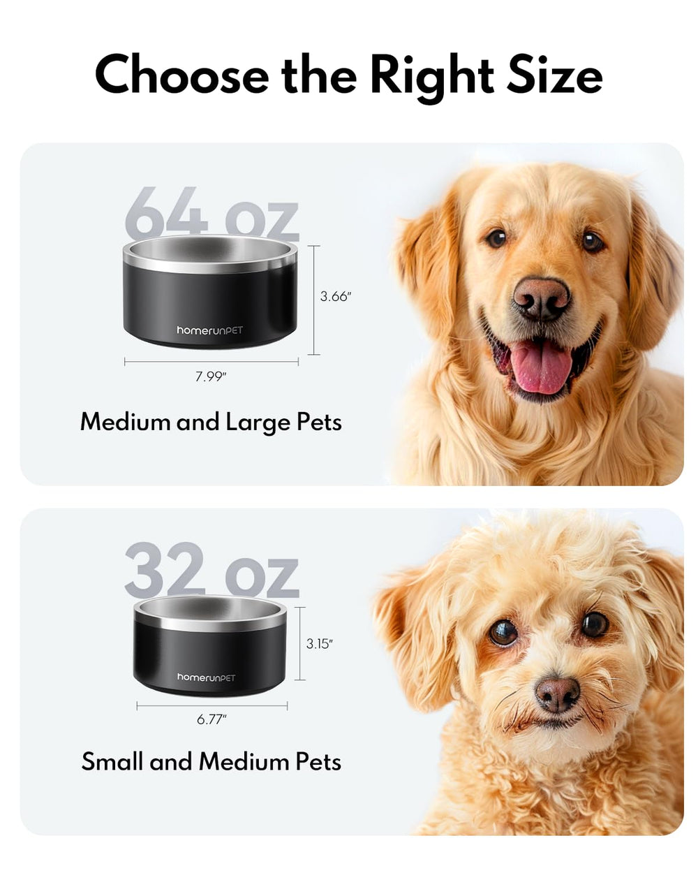 Homerunpet wide-mouth bowl design keeps faces clean and dry.