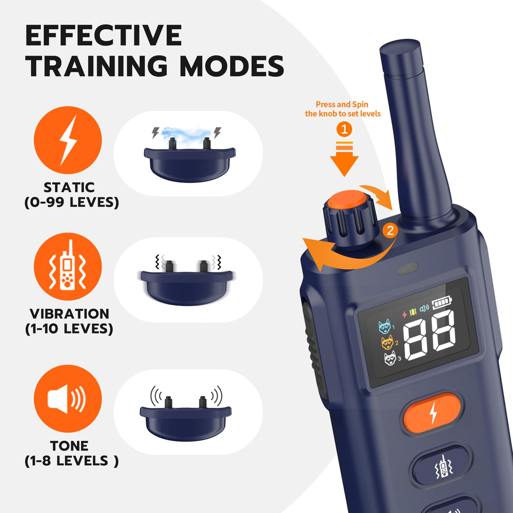 HomeTails training collar remote setup highlights easy fit across sizes.