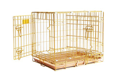 Homey Pet 24in gold folding dog crate for travel and space-saving storage.