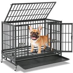 Homey Pet 37-inch stackable crate front view for space-saving design.
