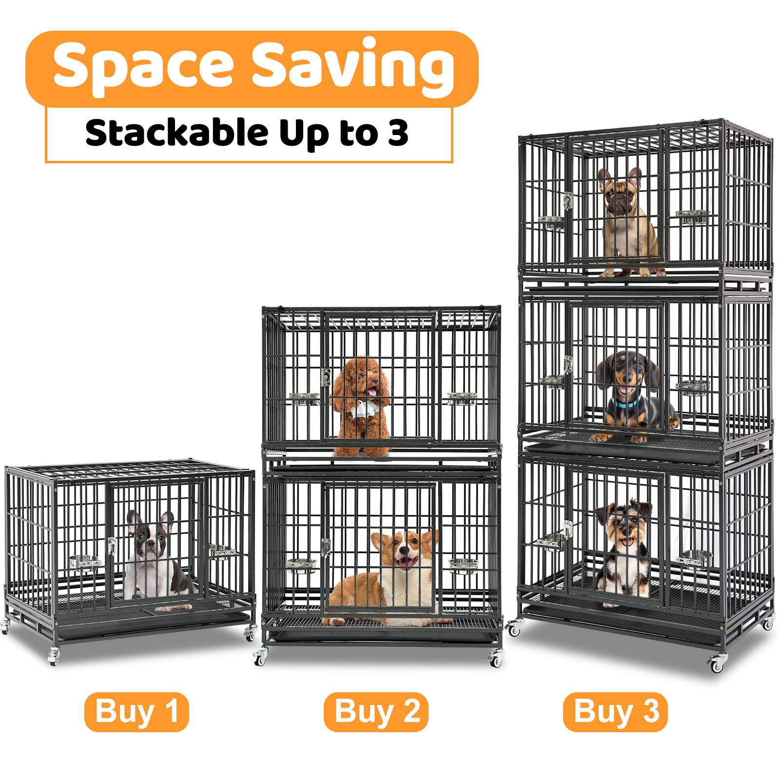 Homey Pet 37-inch stackable crate open-top for training and cleaning.