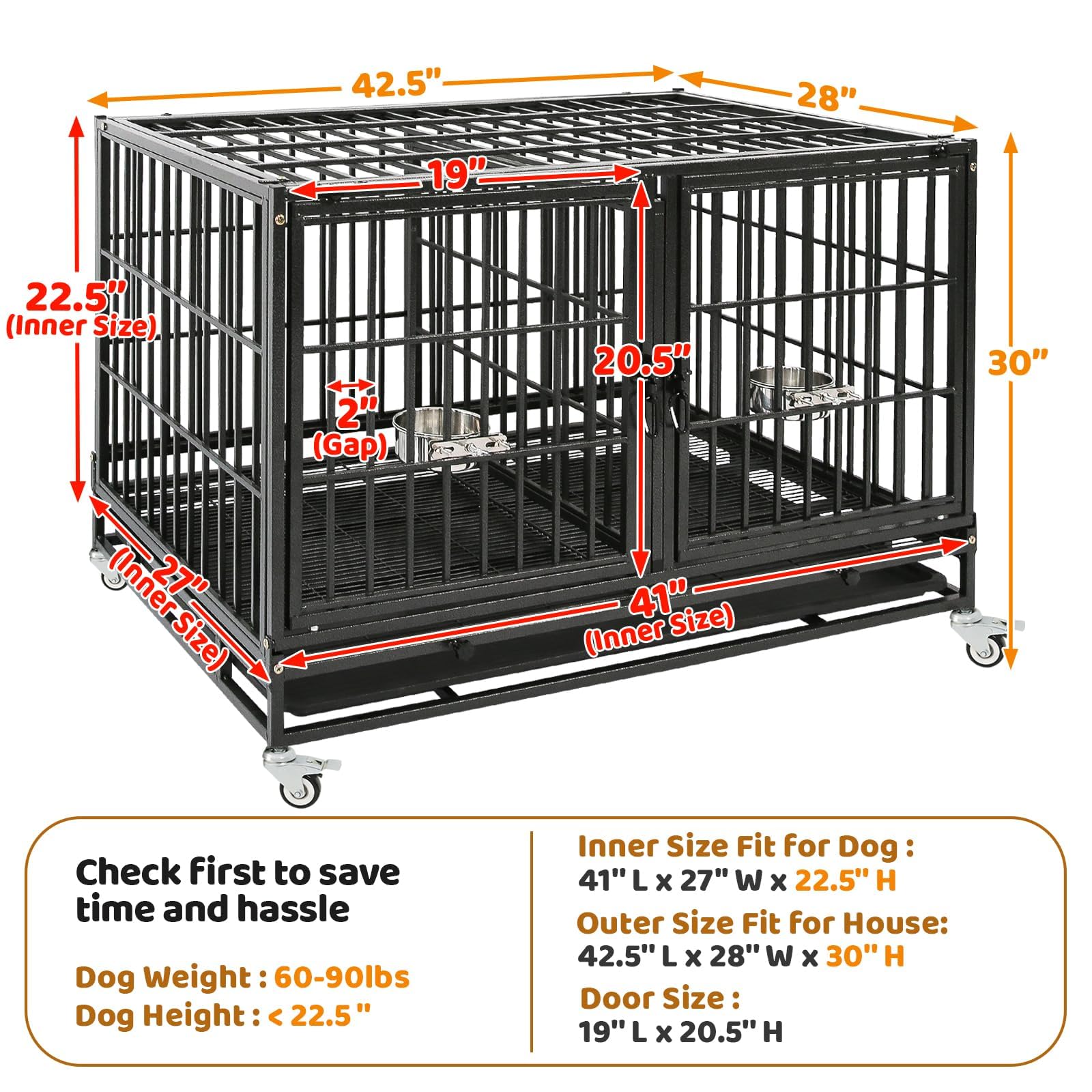 Homey Pet 43 Inch Dog Crate quiet grid screws reduce noise during play