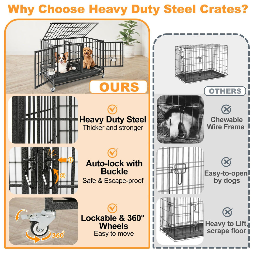 Homey Pet 43 Inch Dog Crate removable tray aids quick cleanup
