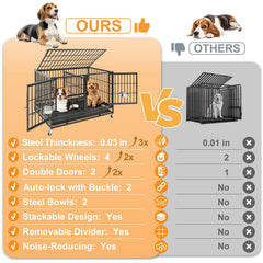 Homey Pet 43 Inch Dog Crate side doors enable easy feeding control