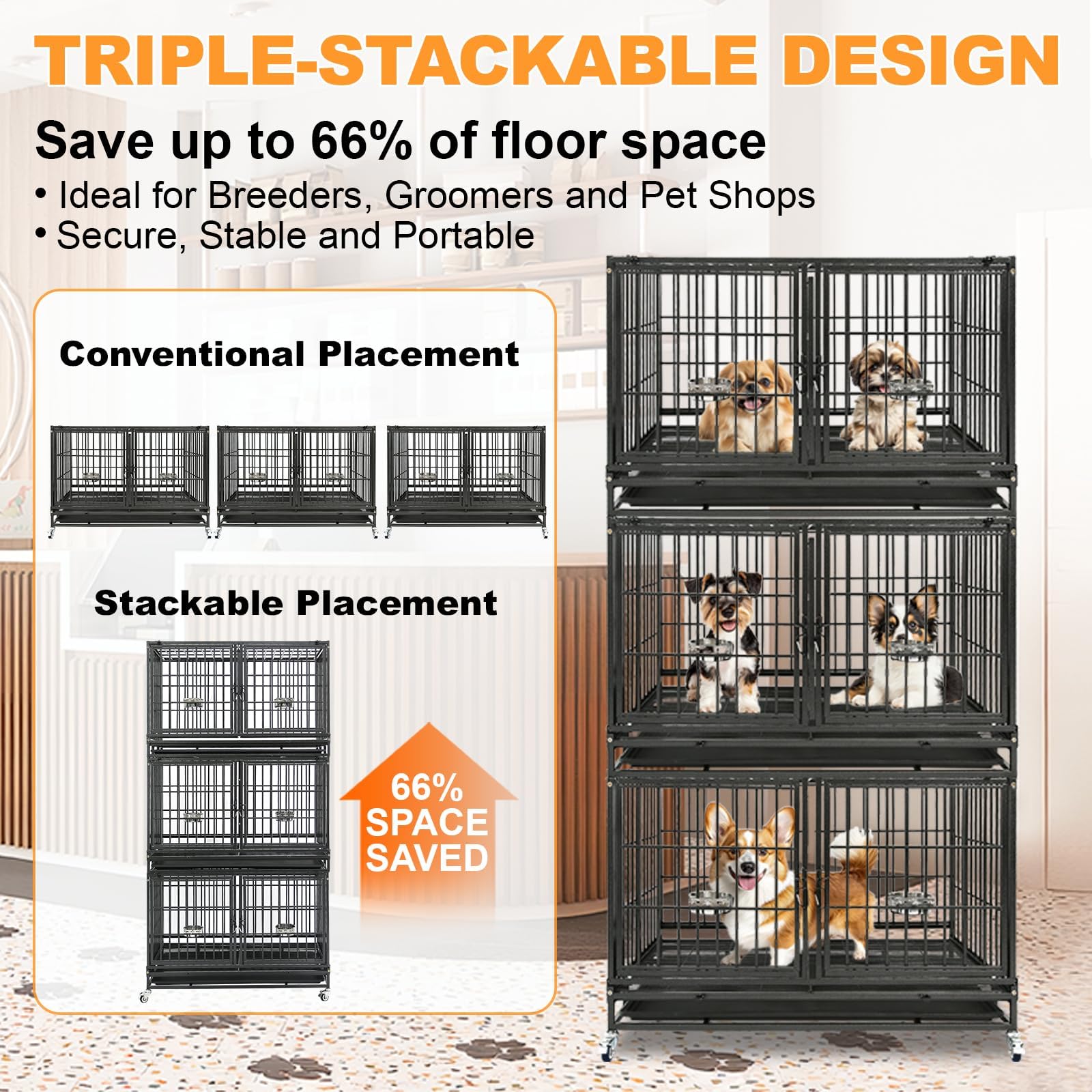 Homey Pet 43 Inch Dog Crate top view illustrates open-top training opportunities