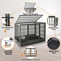 Homey Pet 48in crate escape-proof lock ensures secure containment for large dogs.