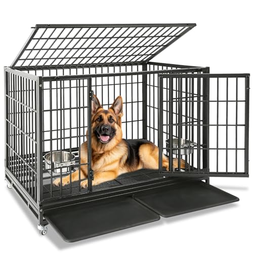 Homey Pet 48in crate side door access enables easy feeding and calm training sessions.