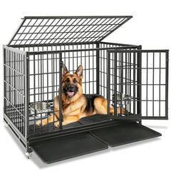 Homey Pet 48in crate side door access enables easy feeding and calm training sessions.