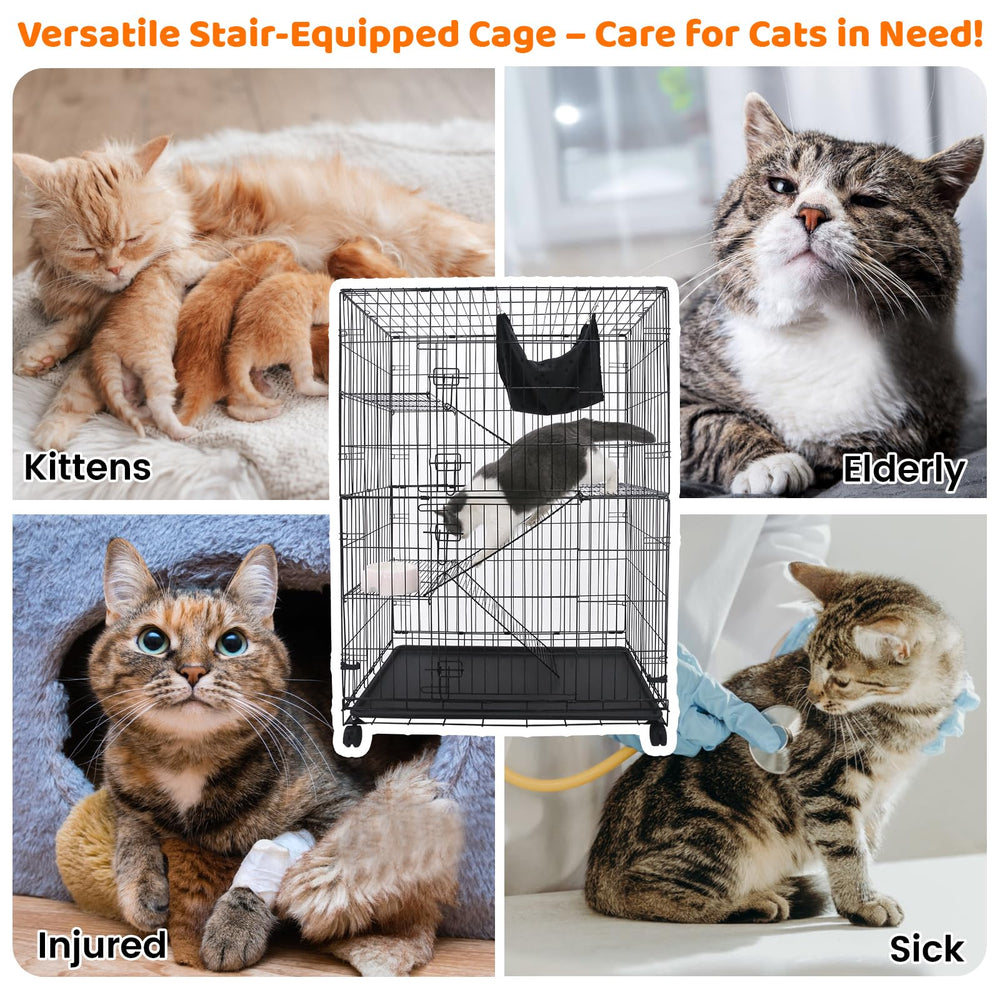 Homey Pet 50-inch cat cage 360-wheels enable easy moving and outdoor sun breaks.
