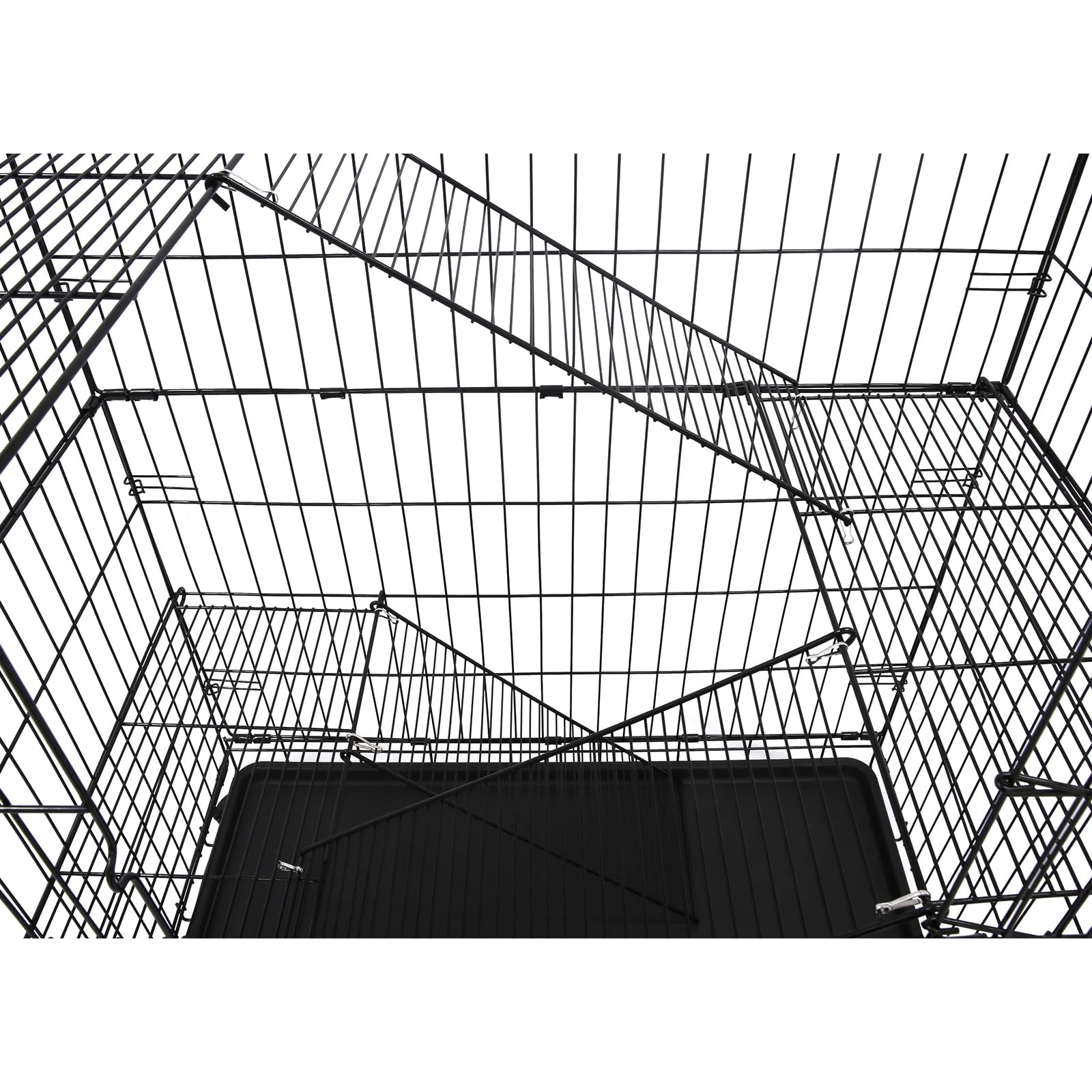 Homey Pet 50-inch cat cage collapsible-storage demonstrates easy folding and compact storage.