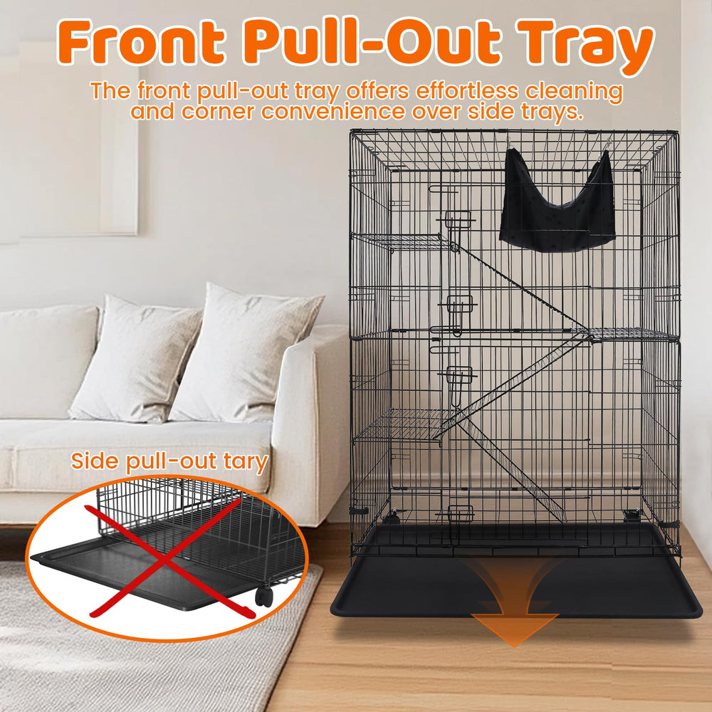 Homey Pet 50-inch cat cage large litter-door image shows easy access to litter boxes.