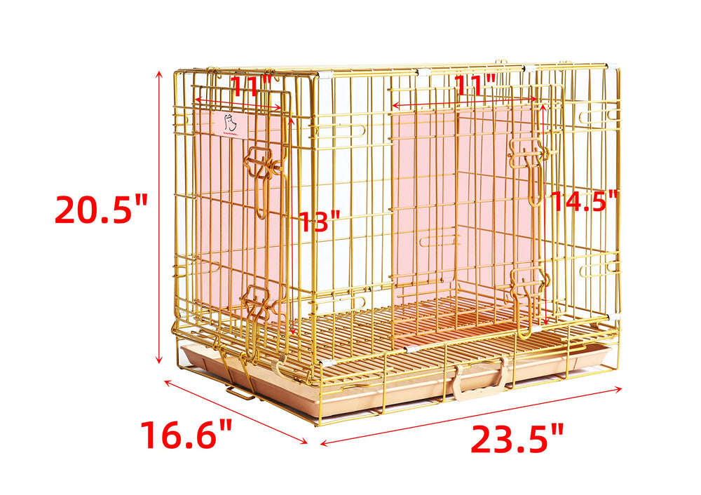 Homey Pet crate with removable tray and floor grid for easy cleaning.