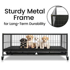Homey Pet whelping box with wheels shown in use for easy room-to-room movement.