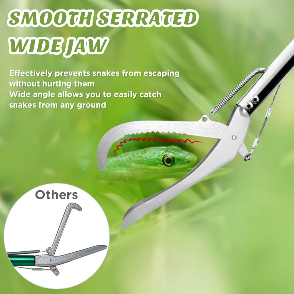 HOMEYA snake tongs non-slip handle provides secure grip.