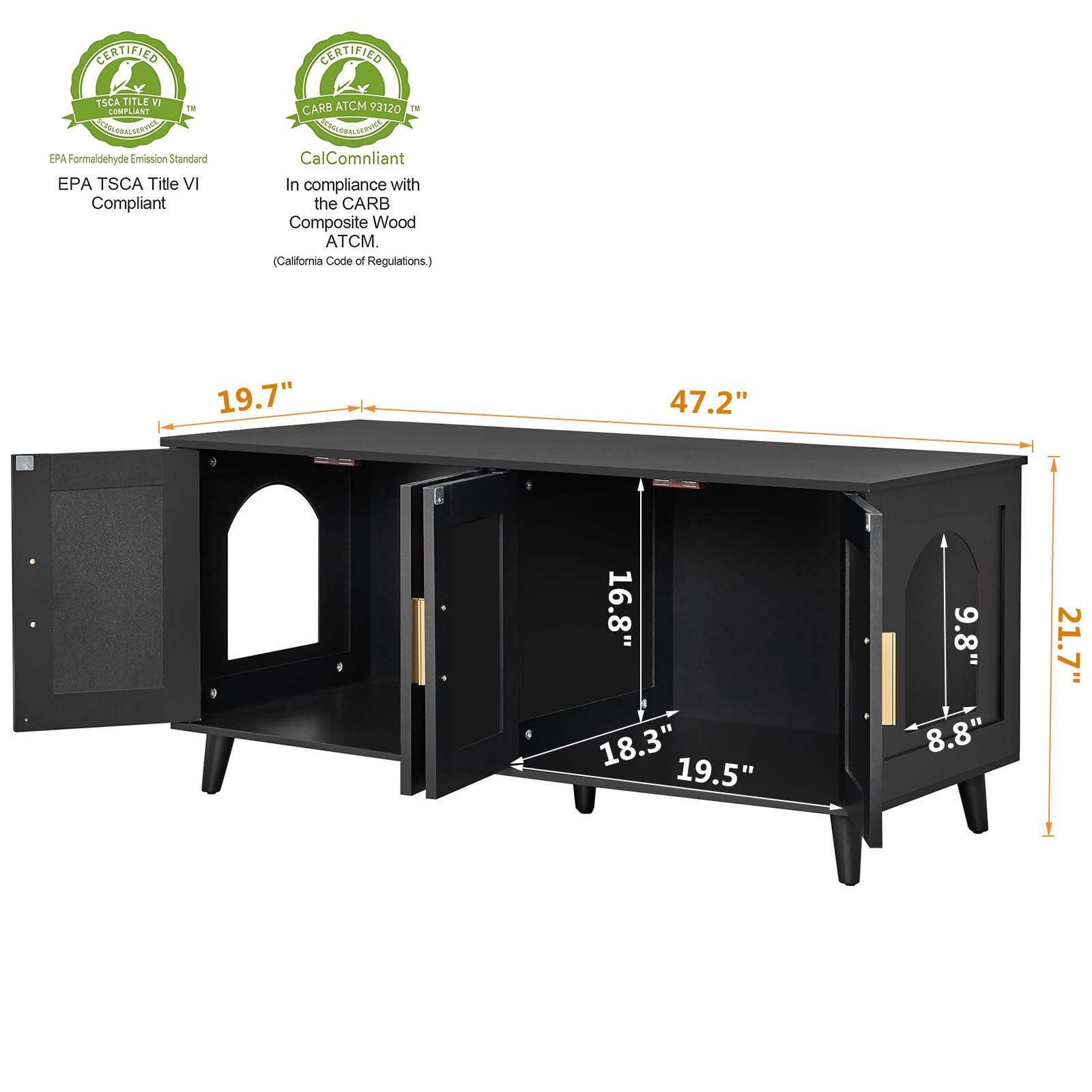Homhedy Boho cat enclosure side view showing private litter space.