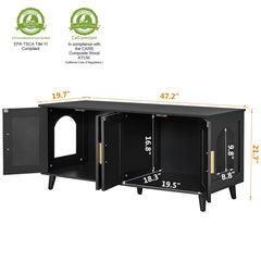 Homhedy Boho cat enclosure side view showing private litter space.