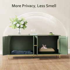 Homhedy enclosure showing dual cabinets with doors for easy litter scooping and storage.