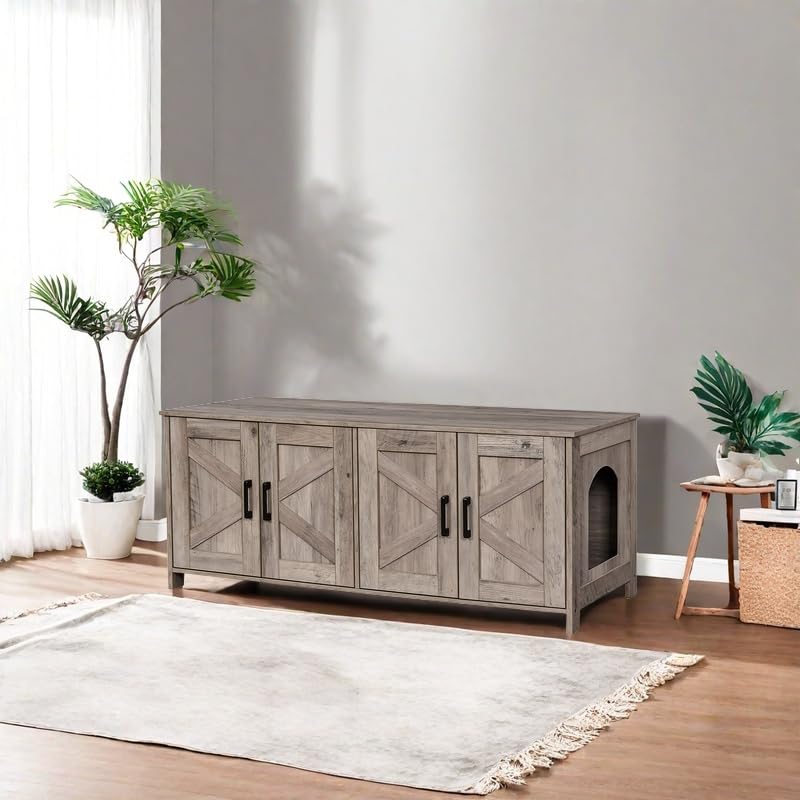 Homhedy dual-use furniture conceals litter box while adding decor