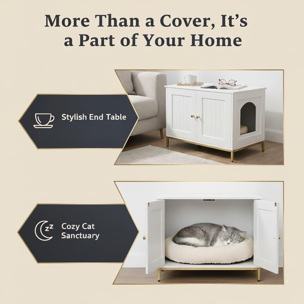 Homhedy cat litter box enclosure end-table use demonstrates practical living room versatility.