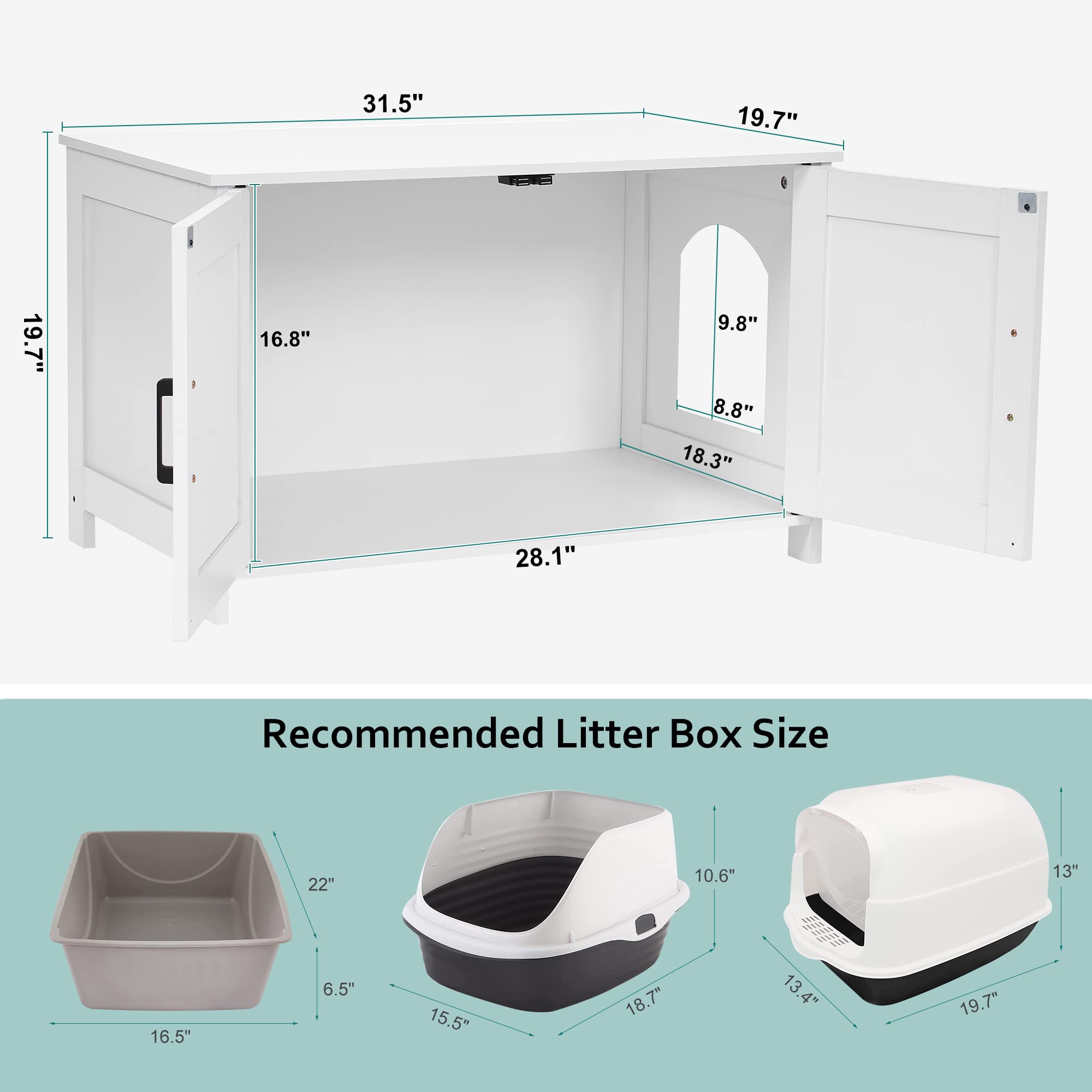 Homhedy cat litter box enclosure entrance-left demonstrates flexible installation