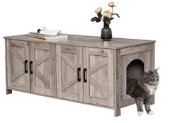 Homhedy Cat Litter Box Enclosure front view shows privacy and odor control for two cats