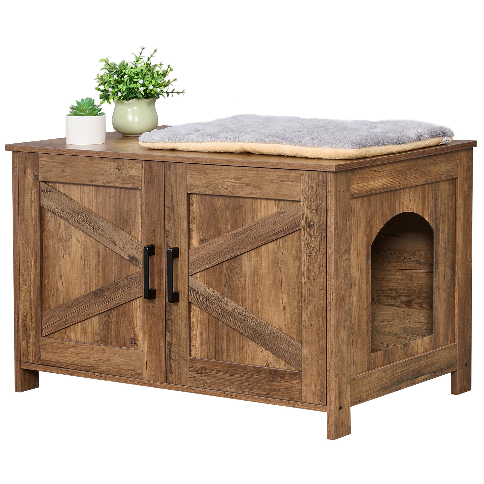 Homhedy cat litter box enclosure hidden-corner-setup provides neat, compact placement for small rooms