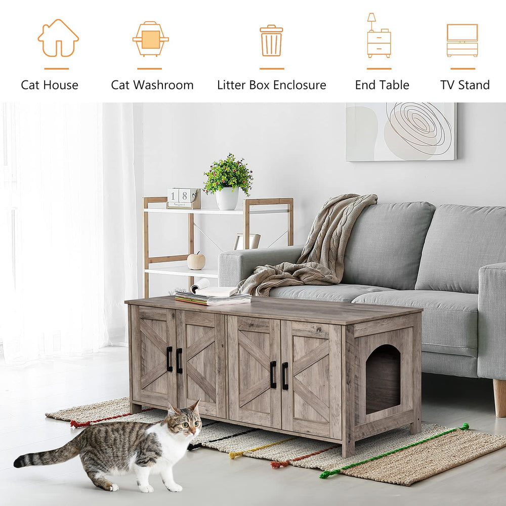 Homhedy enclosure interior reveals roomy dual compartments for two litter boxes