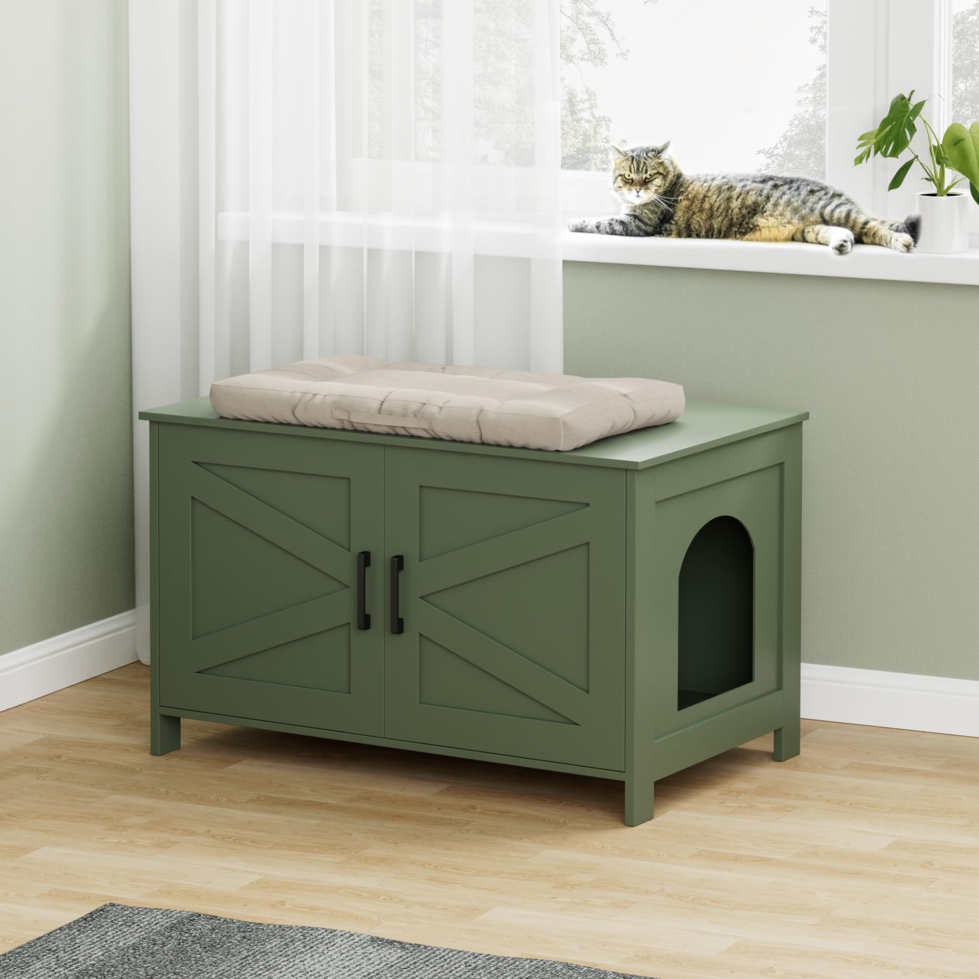 Homhedy interior private space provides a hidden litter area for calm use