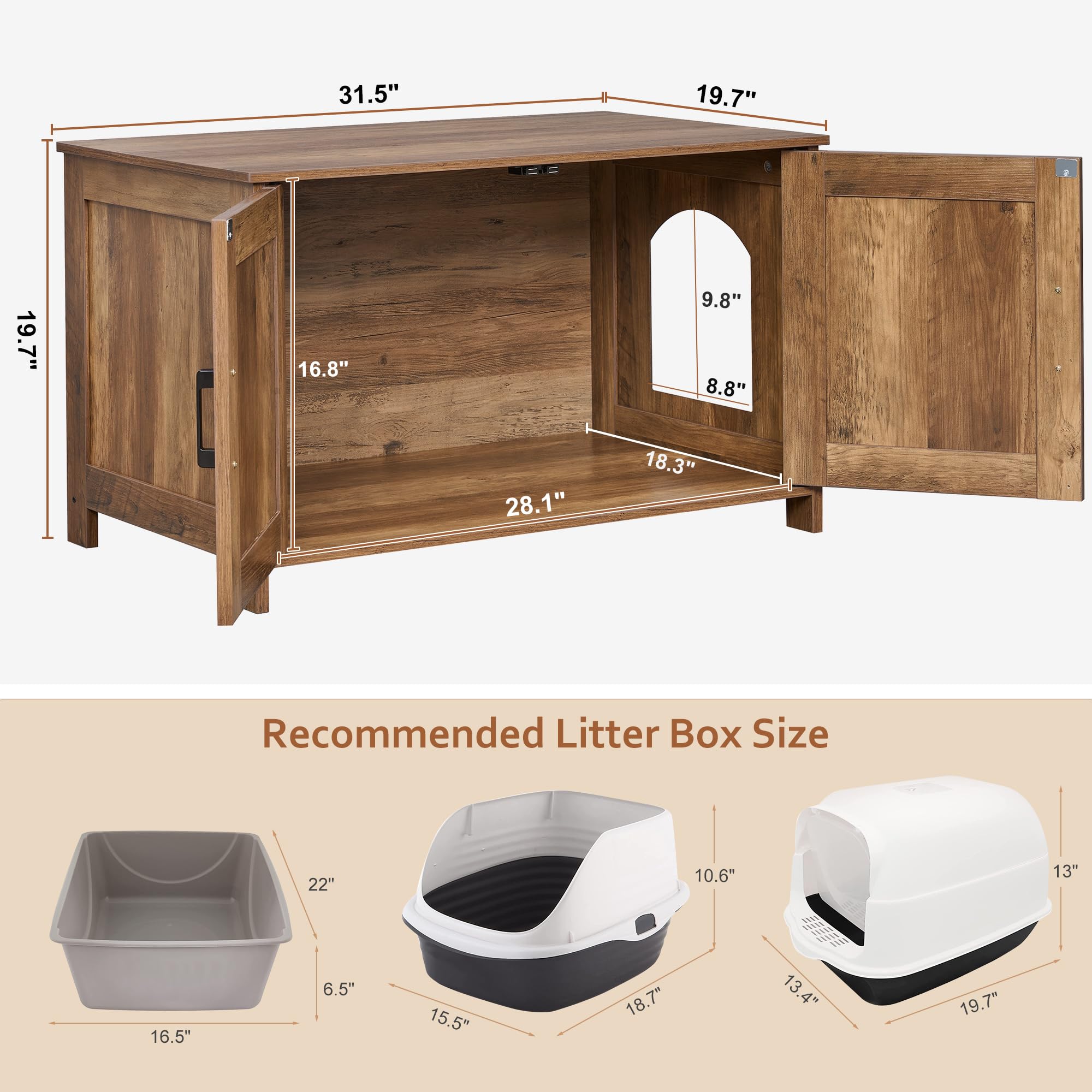 Homhedy cat litter box enclosure left-entrance offers flexible layout fitting your space