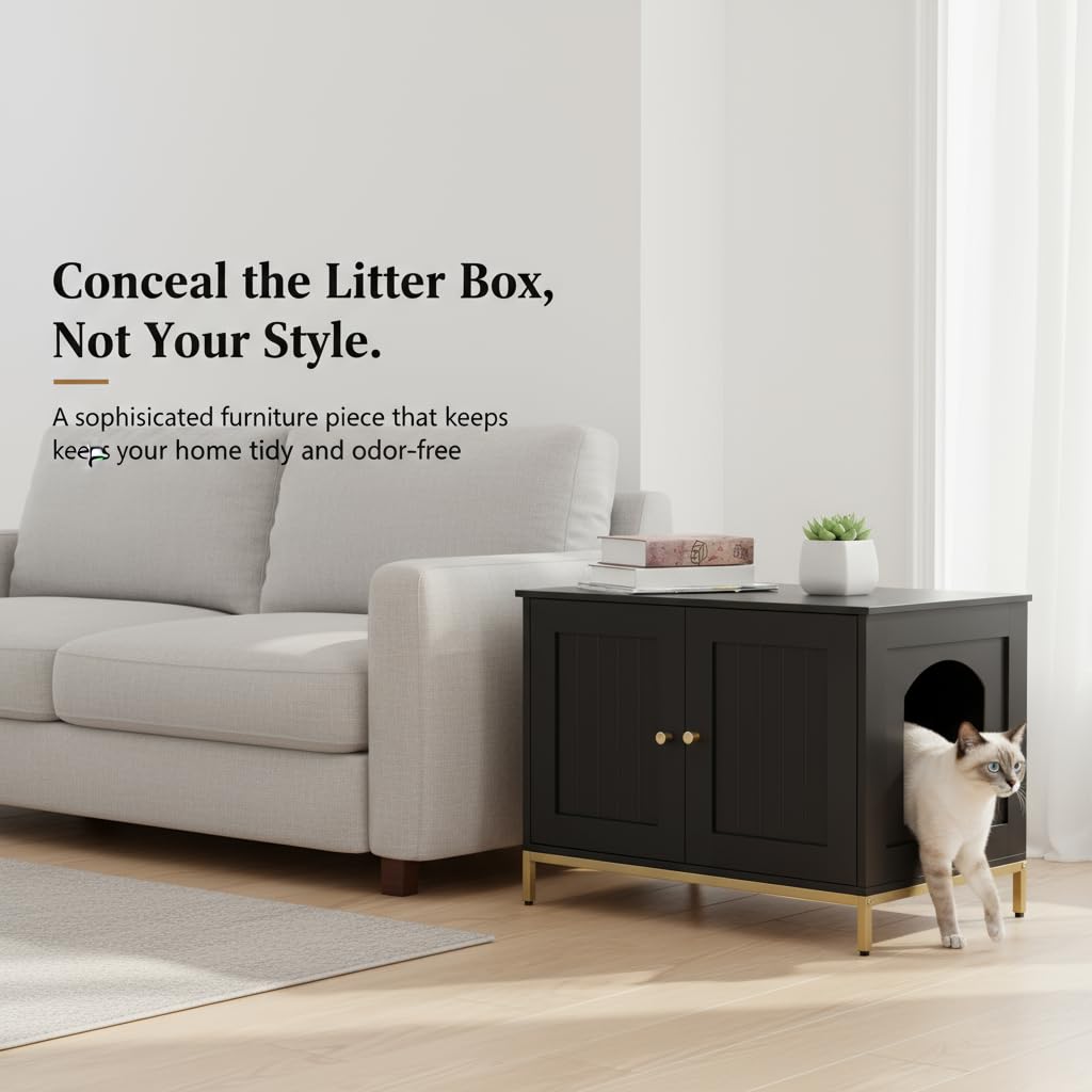 Homhedy cat litter box enclosure metal frame detail highlighting sturdy construction