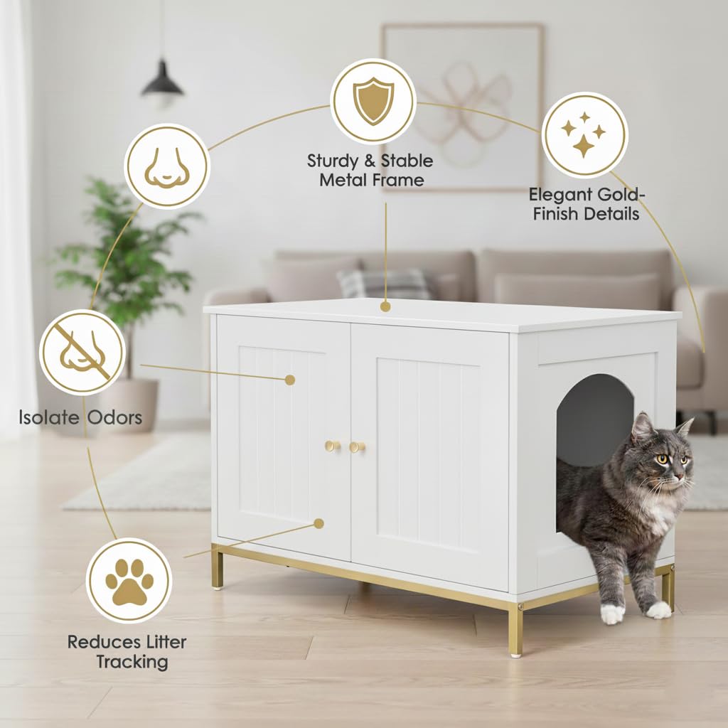 Homhedy cat litter box enclosure open entry for easy access and privacy.