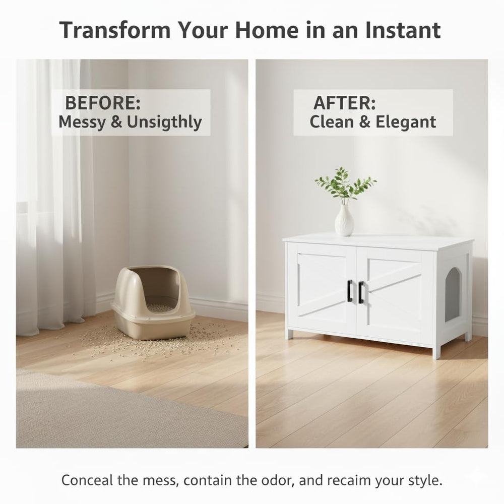 Homhedy cat litter box enclosure top view showing multipurpose furniture potential